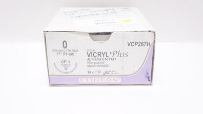 Ethicon VCP267H 0 Vicryl CP-1 36mm 1/2c Reverse Cutting, 27inch (x) - Box of 36
